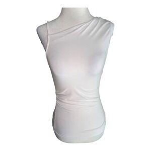 19 Cooper Women's XL White One Shoulder Sleeveless Ruched Tank Top NWT